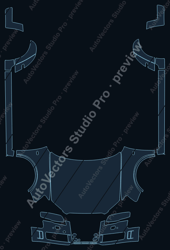 Audi RS4 B7 2005 sedan precut PPF pattern – watermarked preview from the cutting software