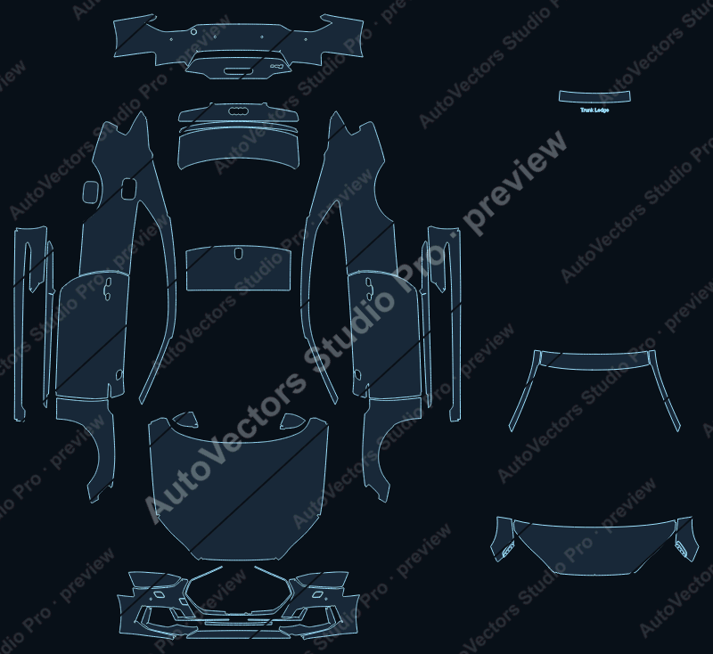 Audi RS5 Carbon Edition-Performance 2018 coupe precut PPF pattern – watermarked preview from the cutting software