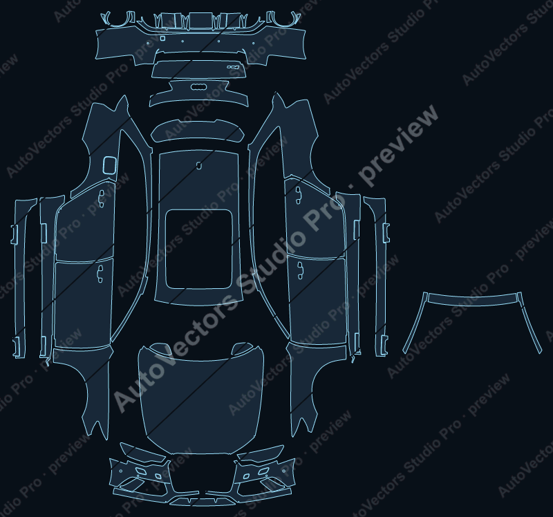 Audi RS6 2013 avant precut PPF pattern – watermarked preview from the cutting software