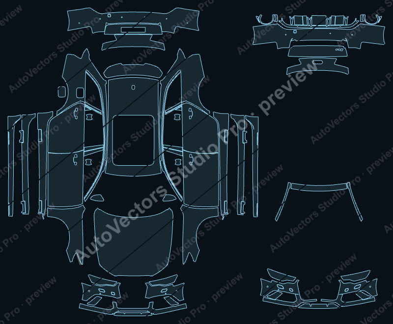 Audi RS6 2015 avant precut PPF pattern – watermarked preview from the cutting software
