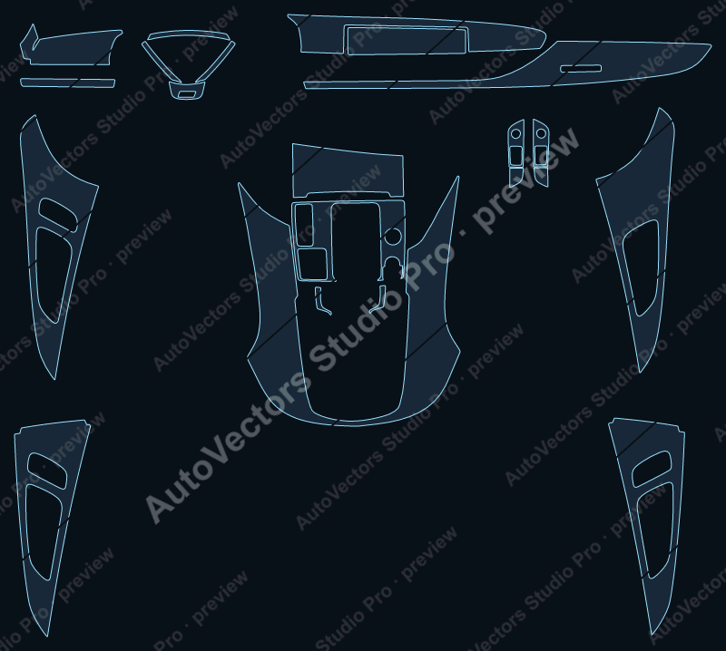 Audi RS6 Base 2013 precut interior protection film pattern – watermarked preview from the cutting software