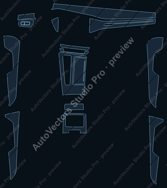 Audi RS6 Base 2019 precut interior protection film pattern – watermarked preview from the cutting software