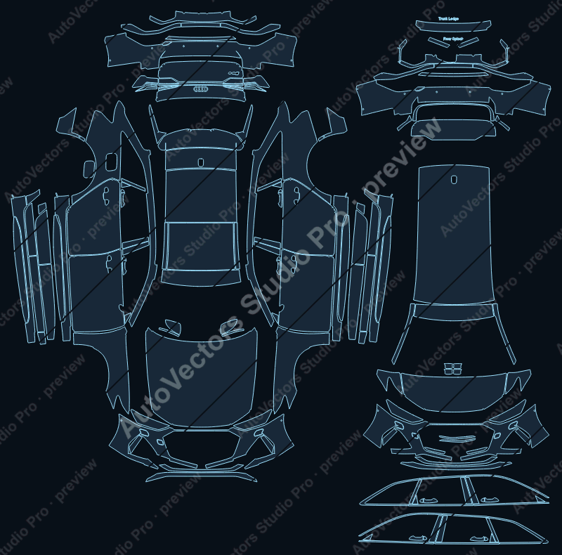 Audi RS6 Carbon Black C8 2020 avant precut PPF pattern – watermarked preview from the cutting software
