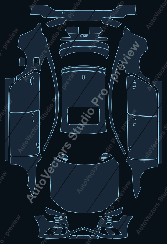 Audi RS7 2015 sportback precut PPF pattern – watermarked preview from the cutting software
