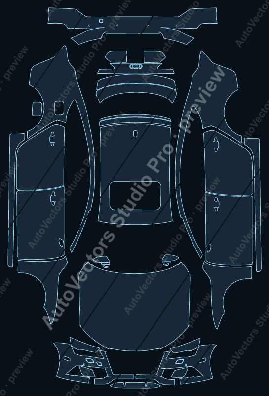 Audi RS7 4.0 Tfsi 2014 precut PPF pattern – watermarked preview from the cutting software