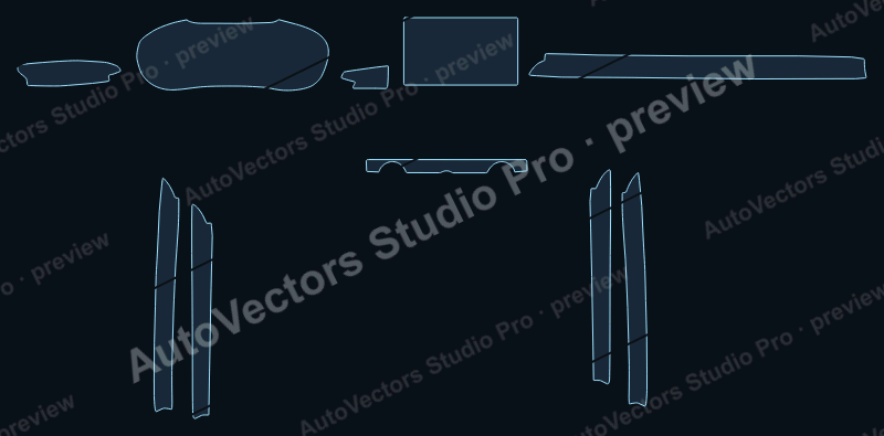 Audi S3 2017 precut interior protection film pattern – watermarked preview from the cutting software