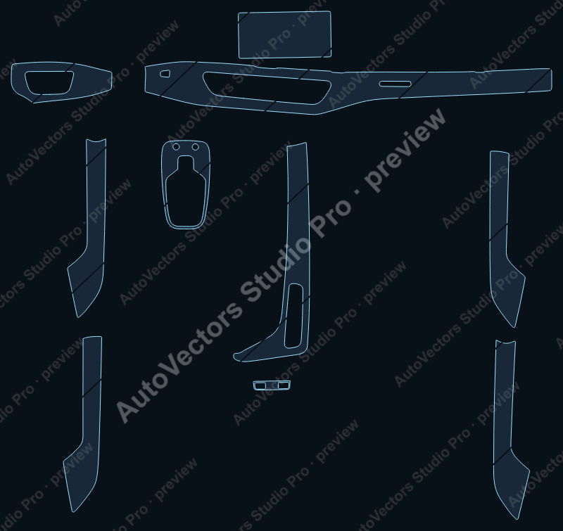 Audi S4 Base 2016 precut interior protection film pattern – watermarked preview from the cutting software