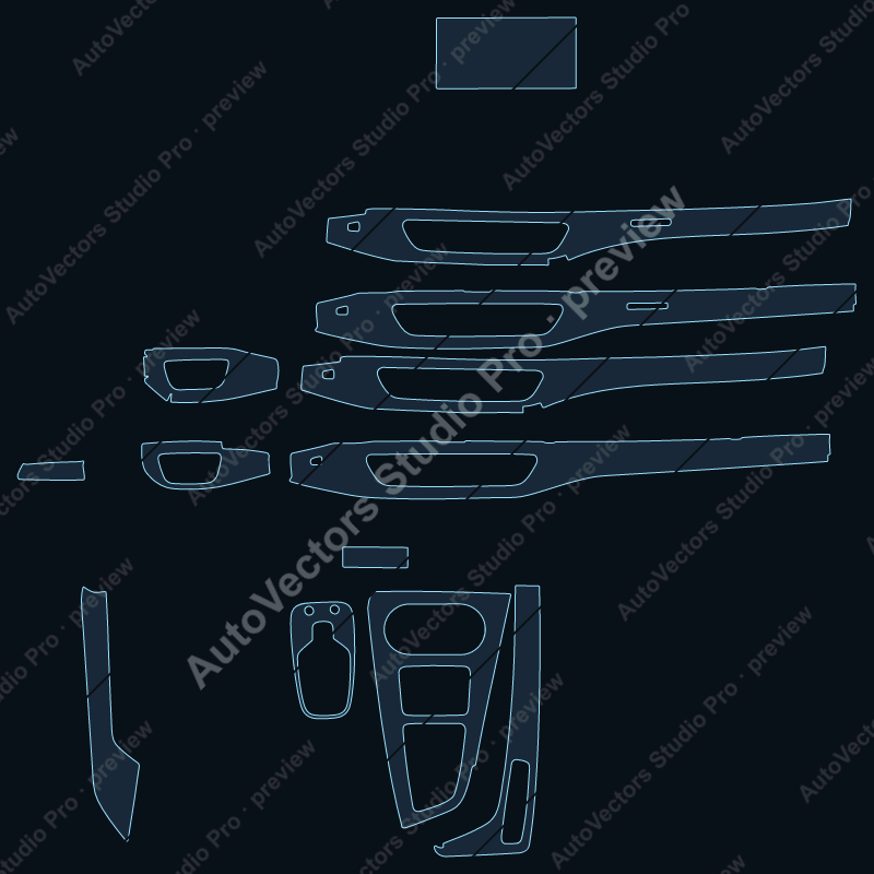Audi S5 2021 2-door precut interior protection film pattern – watermarked preview from the cutting software