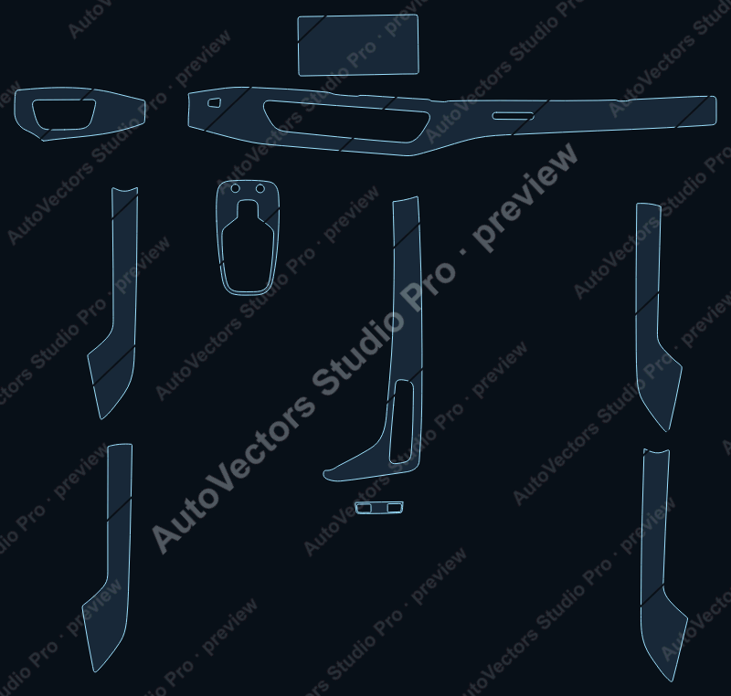 Audi S5 Base 2017 precut interior protection film pattern – watermarked preview from the cutting software
