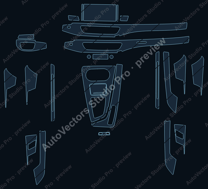 Audi S5 Base 2020 precut interior protection film pattern – watermarked preview from the cutting software