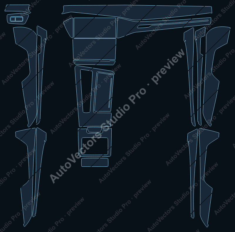 Audi S6 2020 precut interior protection film pattern – watermarked preview from the cutting software