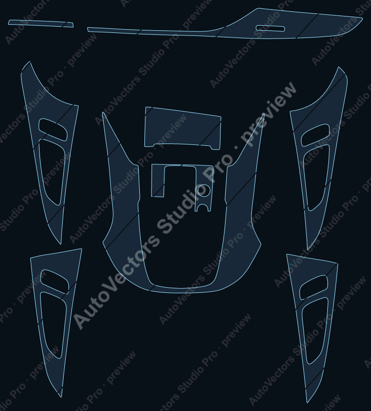 Audi S6 Base 2013 precut interior protection film pattern – watermarked preview from the cutting software