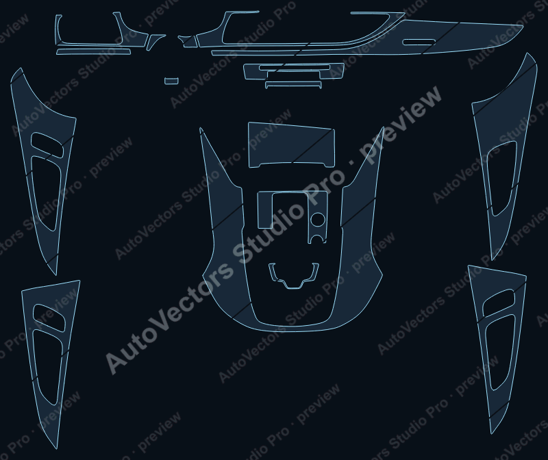 Audi S6 Base V2 2013 precut interior protection film pattern – watermarked preview from the cutting software