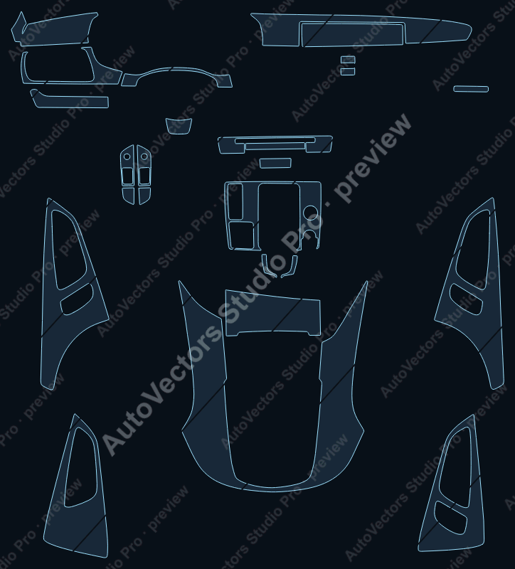 Audi S7 Base 2013 precut interior protection film pattern – watermarked preview from the cutting software