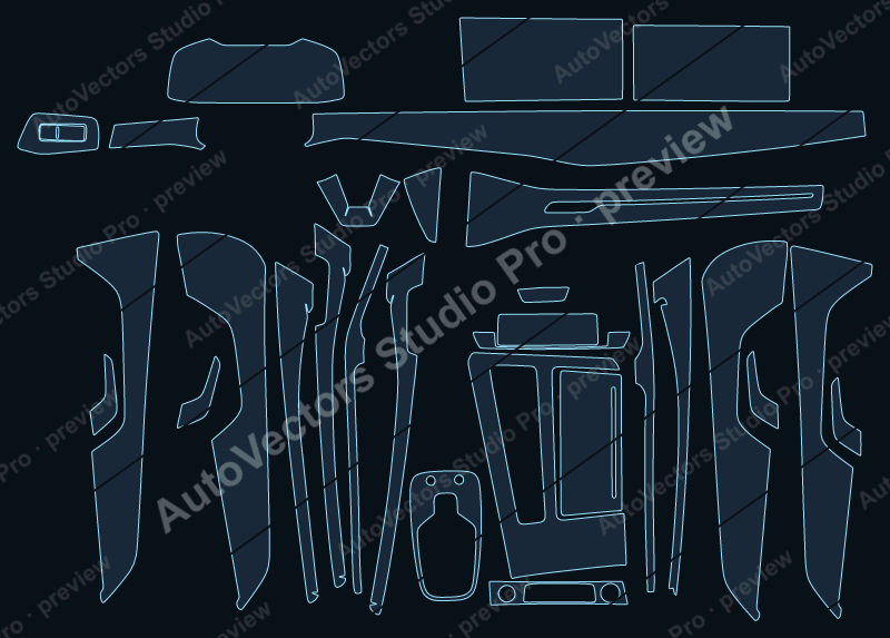 Audi S7 Base 2021 precut interior protection film pattern – watermarked preview from the cutting software
