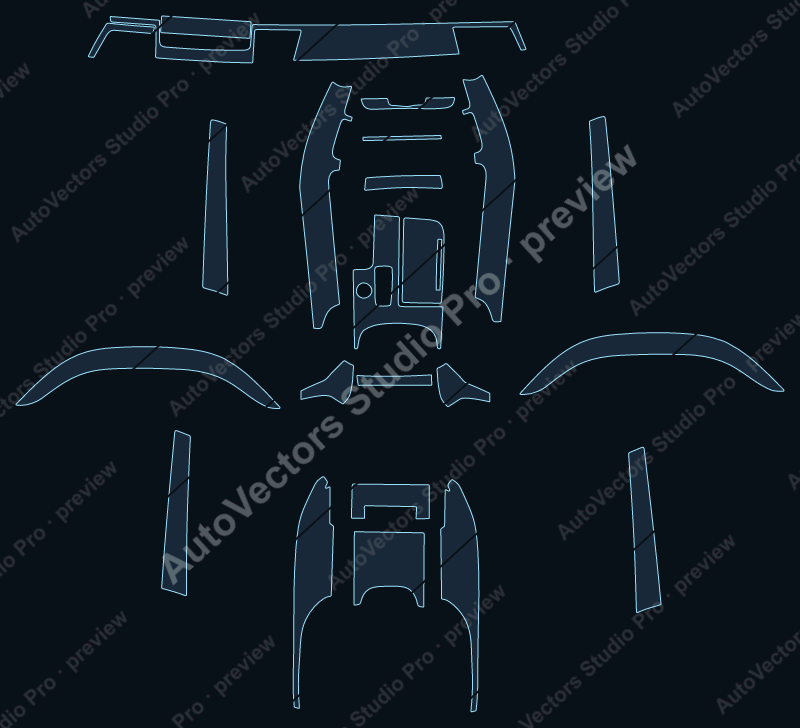 Audi S8 Base 2013 precut interior protection film pattern – watermarked preview from the cutting software