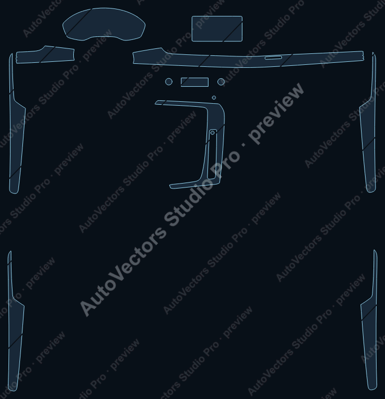 Audi SQ5 Premium Plus-Prestige 2018 precut interior protection film pattern – watermarked preview from the cutting software
