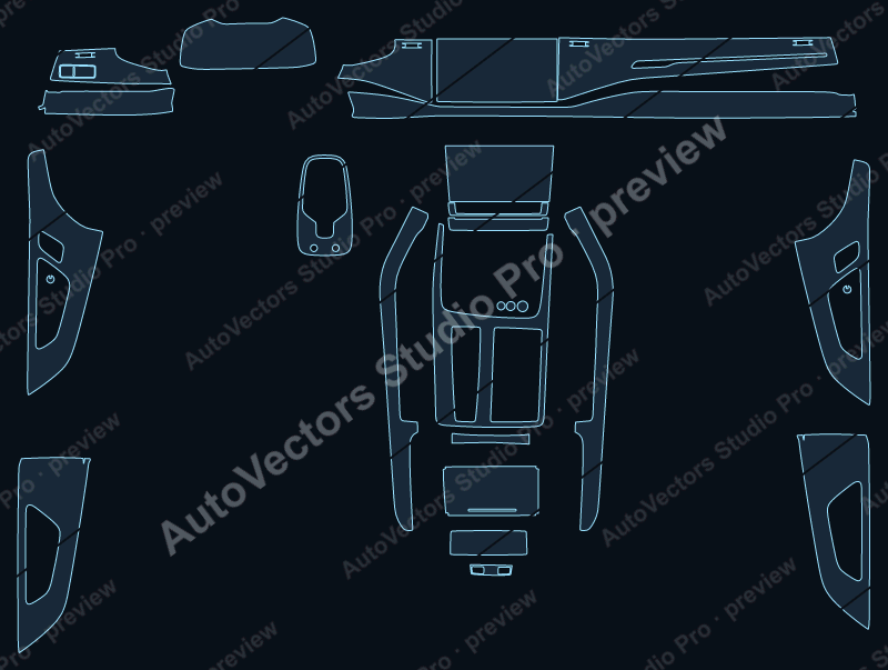 Audi SQ8 Base-Vorsprung 2020 precut interior protection film pattern – watermarked preview from the cutting software