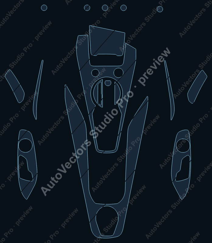Audi TT 2019 precut interior protection film pattern – watermarked preview from the cutting software