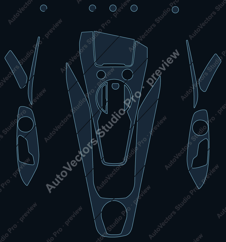 Audi TT RS 2019 precut interior protection film pattern – watermarked preview from the cutting software