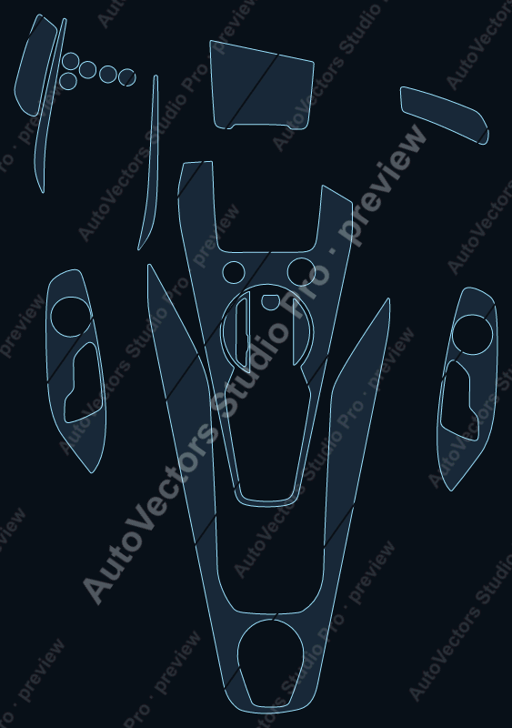 Audi TT RS 2021 precut interior protection film pattern – watermarked preview from the cutting software