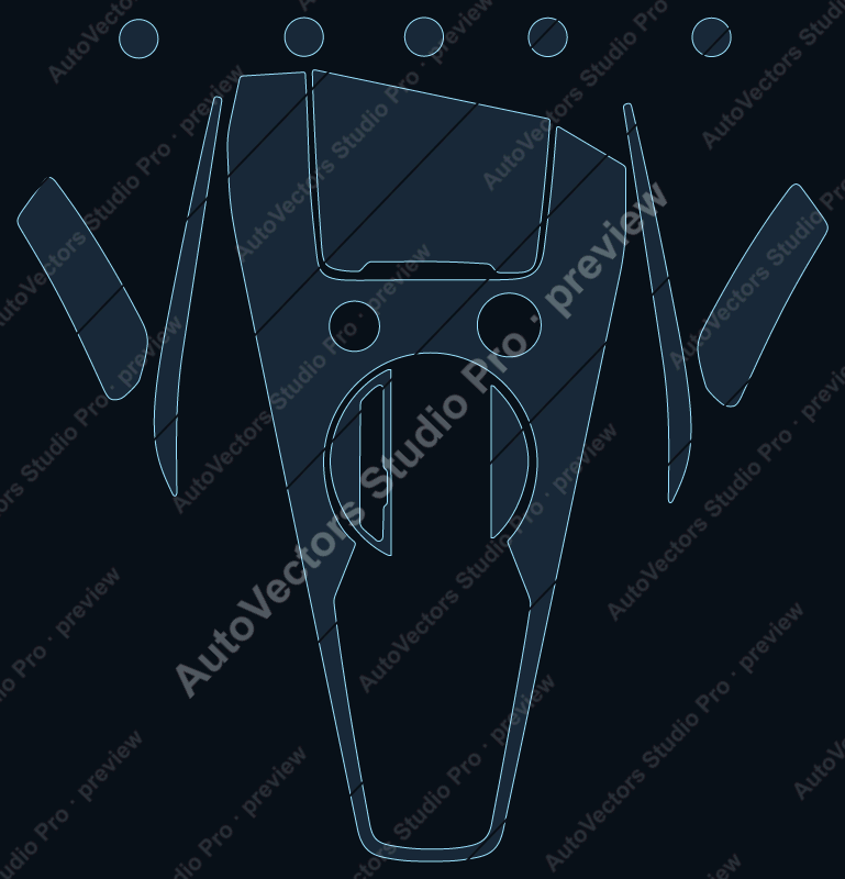 Audi TTS 2019 precut interior protection film pattern – watermarked preview from the cutting software