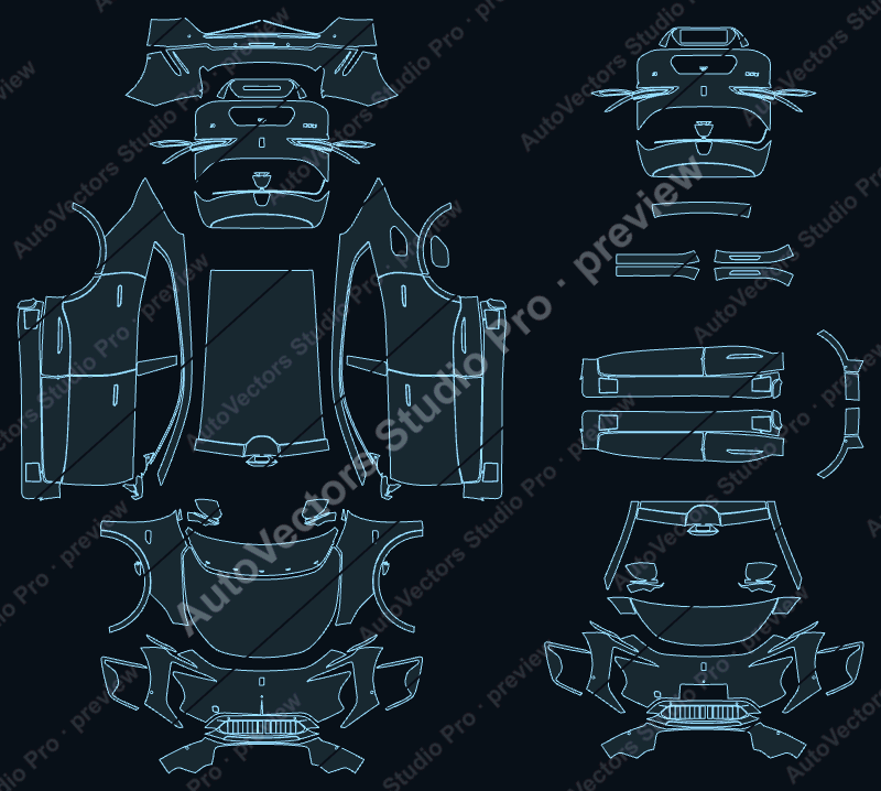 Avatr 07 EV 2026 precut PPF pattern – watermarked preview from the cutting software