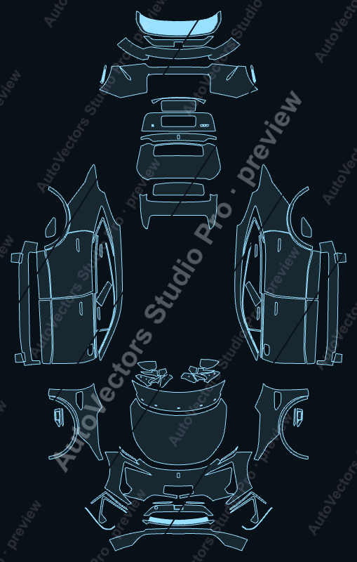 Avatr 11 Base 2025 precut PPF pattern – watermarked preview from the cutting software