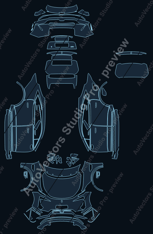 Avatr 11 Premium 2025 precut PPF pattern – watermarked preview from the cutting software
