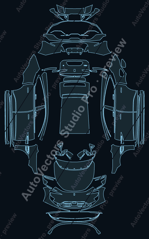 Avatr 12 Base 2023 precut PPF pattern – watermarked preview from the cutting software