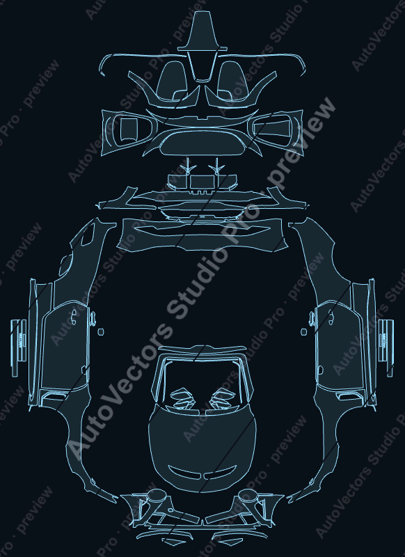 Bentley Bacalar Base 2021 precut PPF pattern – watermarked preview from the cutting software