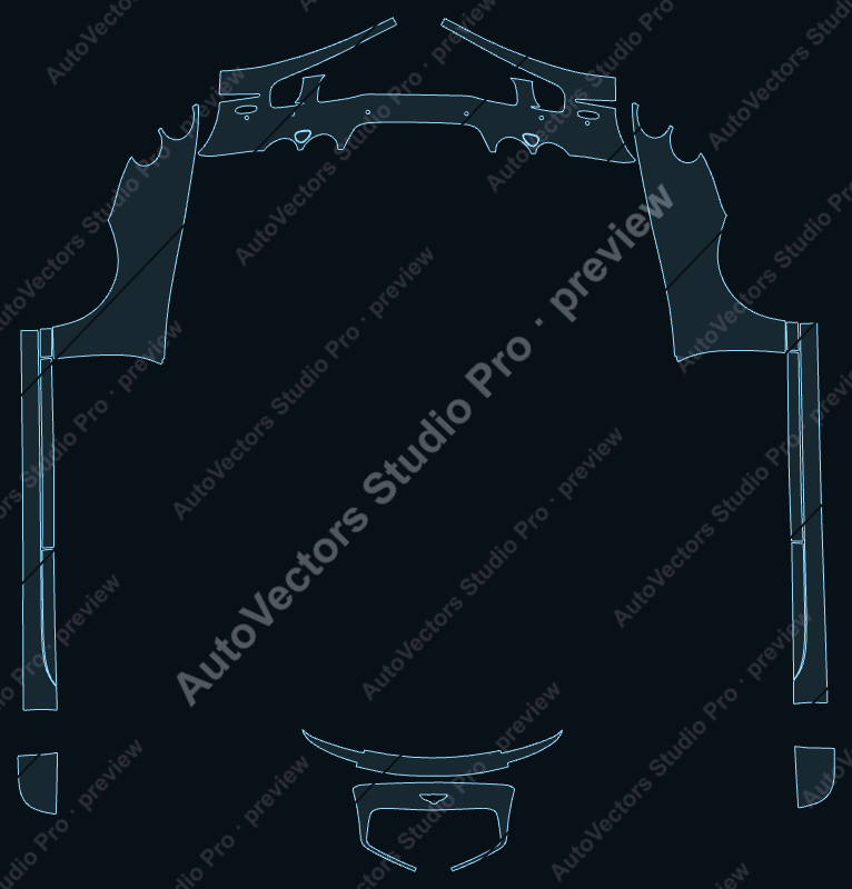 Bentley Bentayaga 2013 front kit precut PPF pattern – watermarked preview from the cutting software