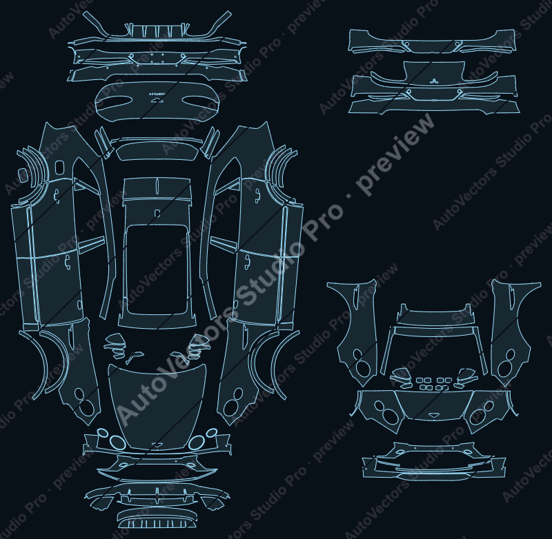 Bentley Bentayga Base 2021 SUV precut PPF pattern – watermarked preview from the cutting software