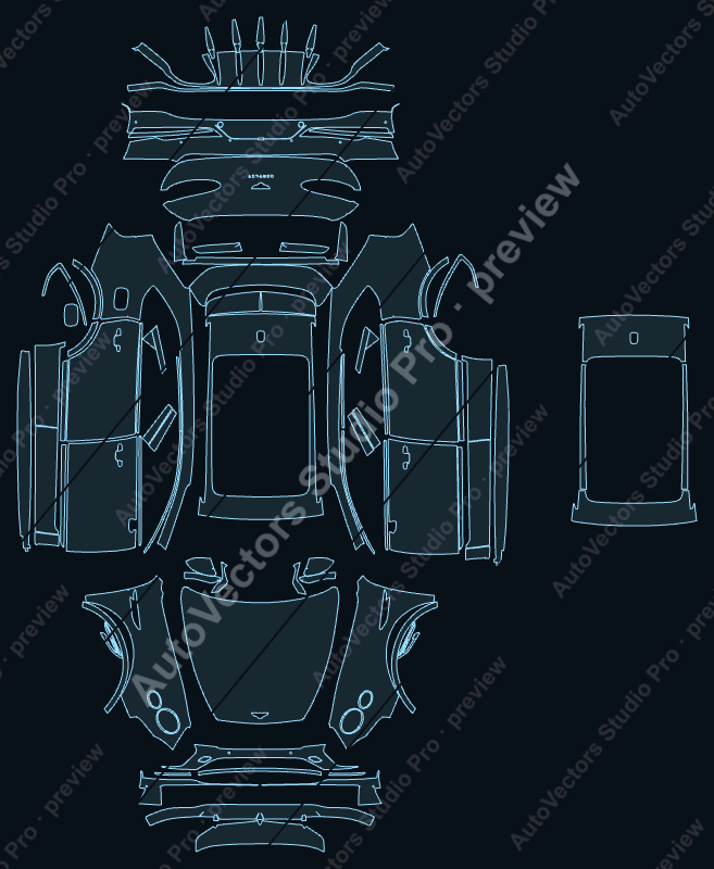 Bentley Bentayga Speed 2021 precut PPF pattern – watermarked preview from the cutting software
