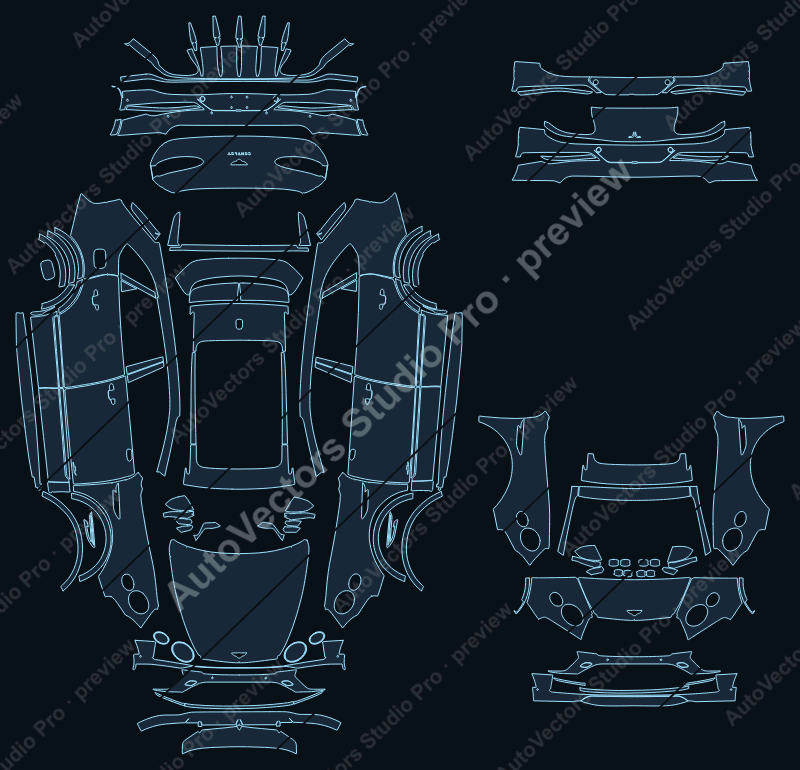 Bentley Bentayga Speed 2021 SUV precut PPF pattern – watermarked preview from the cutting software