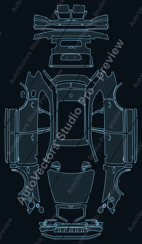 Bentley Bentayga Speed-With Aerodynamic Kit 2016 precut PPF pattern – watermarked preview from the cutting software