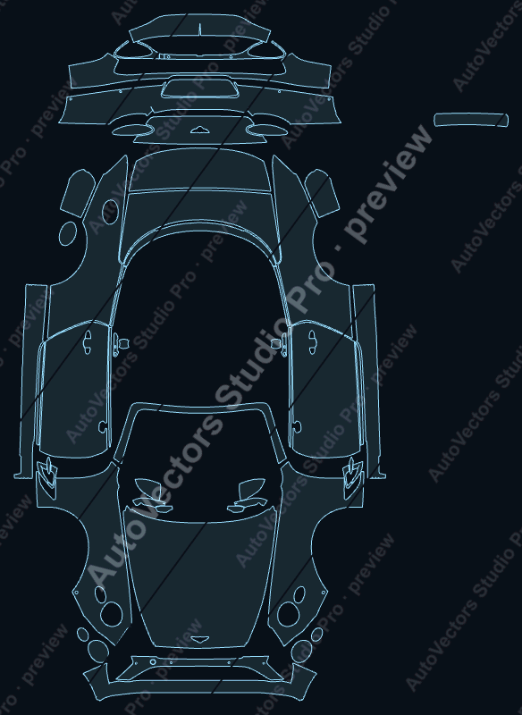 Bentley Continental GT 2018 convertible precut PPF pattern – watermarked preview from the cutting software