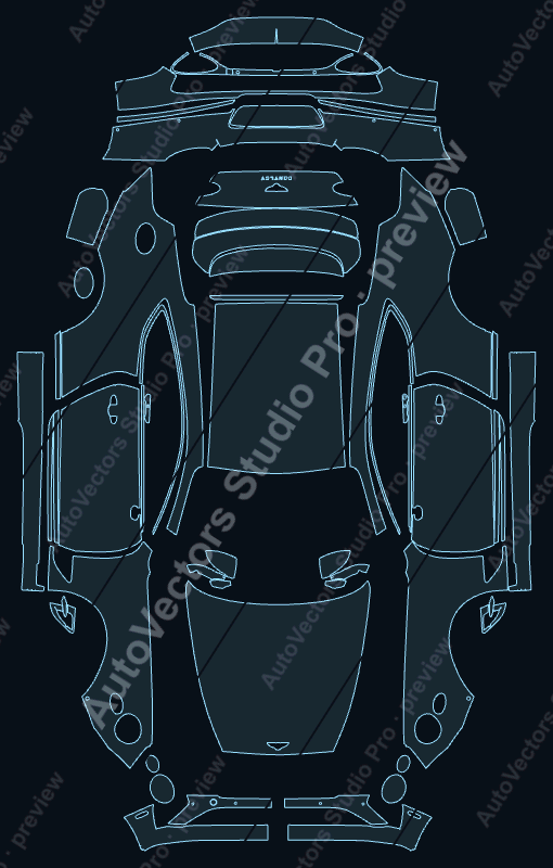 Bentley Continental GT 2018 coupe precut PPF pattern – watermarked preview from the cutting software