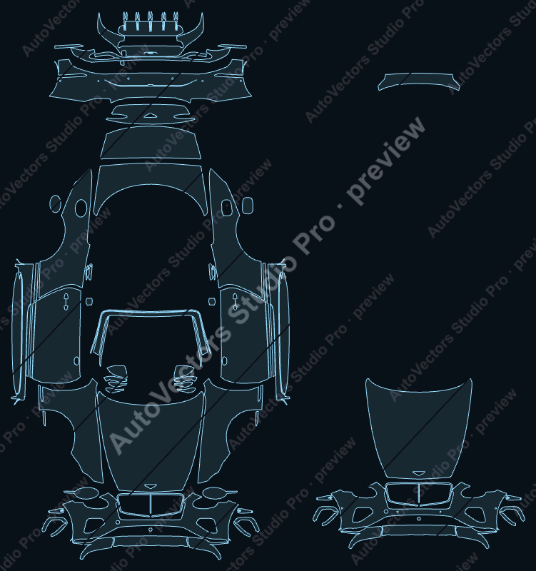 Bentley Continental GT 2025 convertible precut PPF pattern – watermarked preview from the cutting software