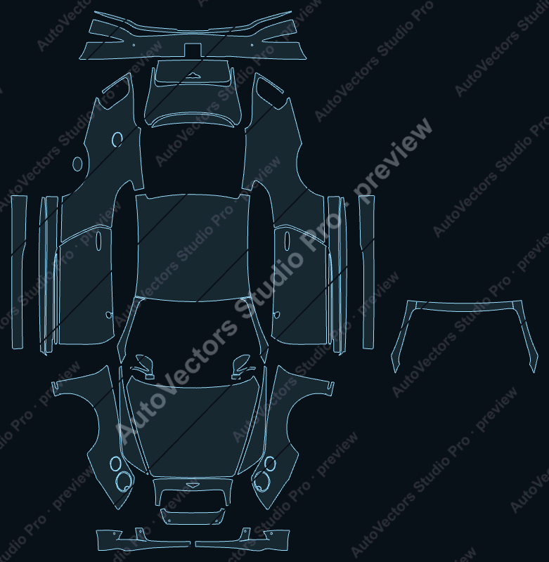 Bentley Continental GT-GT Speed 2012 convertible precut PPF pattern – watermarked preview from the cutting software