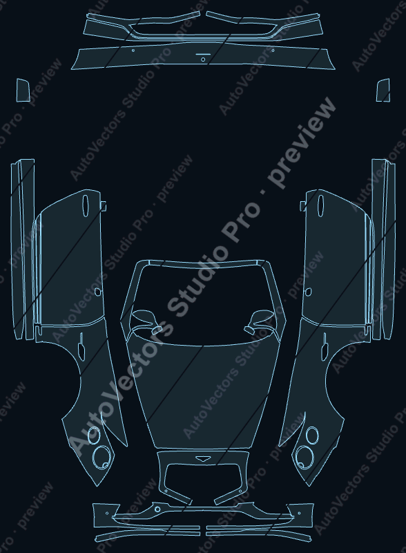 Bentley Continental GT-GT V8 2015 convertible front kit precut PPF pattern – watermarked preview from the cutting software