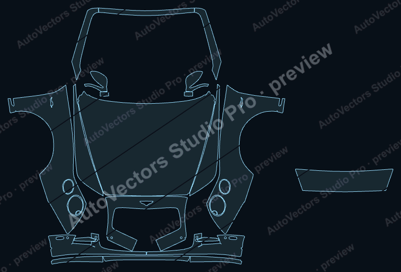 Bentley Continental GT Speed 2015 front kit precut PPF pattern – watermarked preview from the cutting software