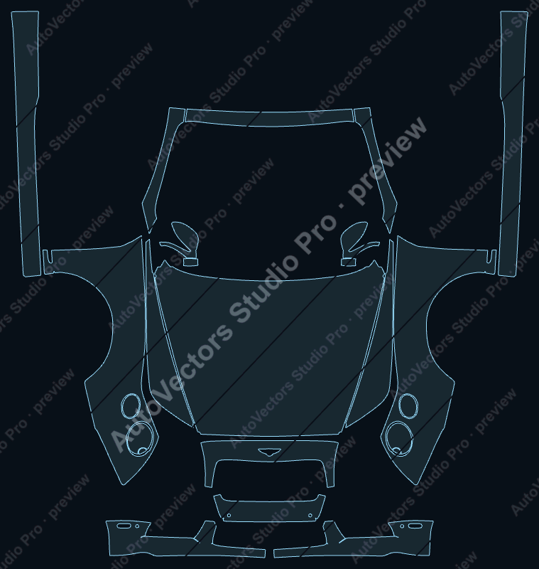 Bentley Continental GT V8-GT V8 S 2013 convertible front kit precut PPF pattern – watermarked preview