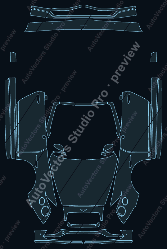 Bentley Continental GT V8S 2015 convertible precut PPF pattern – watermarked preview from the cutting software