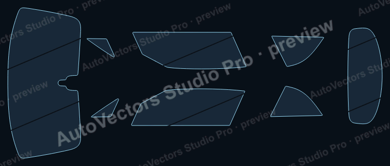 Bentley Continental Gtc 2018 convertible precut window film pattern – watermarked preview from the cutting software