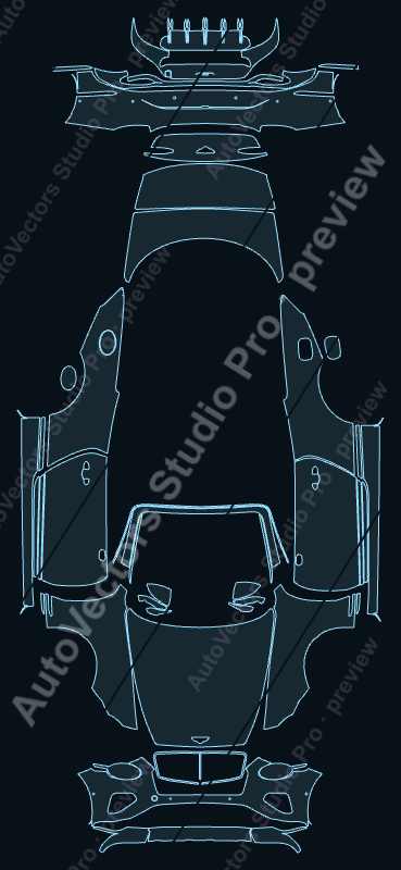 Bentley Continental GTC Muliner 2025 precut PPF pattern – watermarked preview from the cutting software
