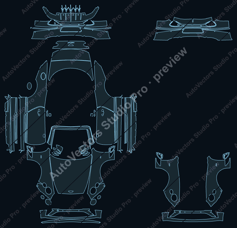 Bentley Continental SpeedEdition 12 2022 convertible precut PPF pattern – watermarked preview from the cutting software
