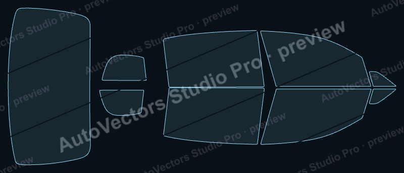 Bentley Flying Spur Base 2005 precut window film pattern – watermarked preview from the cutting software