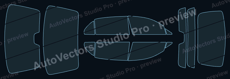 Bentley Flying Spur Base 2014 precut window film pattern – watermarked preview from the cutting software