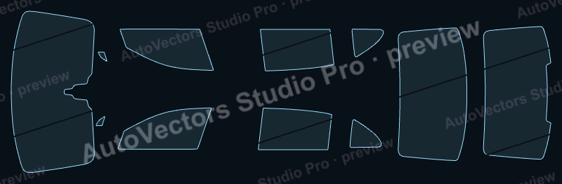 Bentley Flying Spur Base 2019 precut window film pattern – watermarked preview from the cutting software